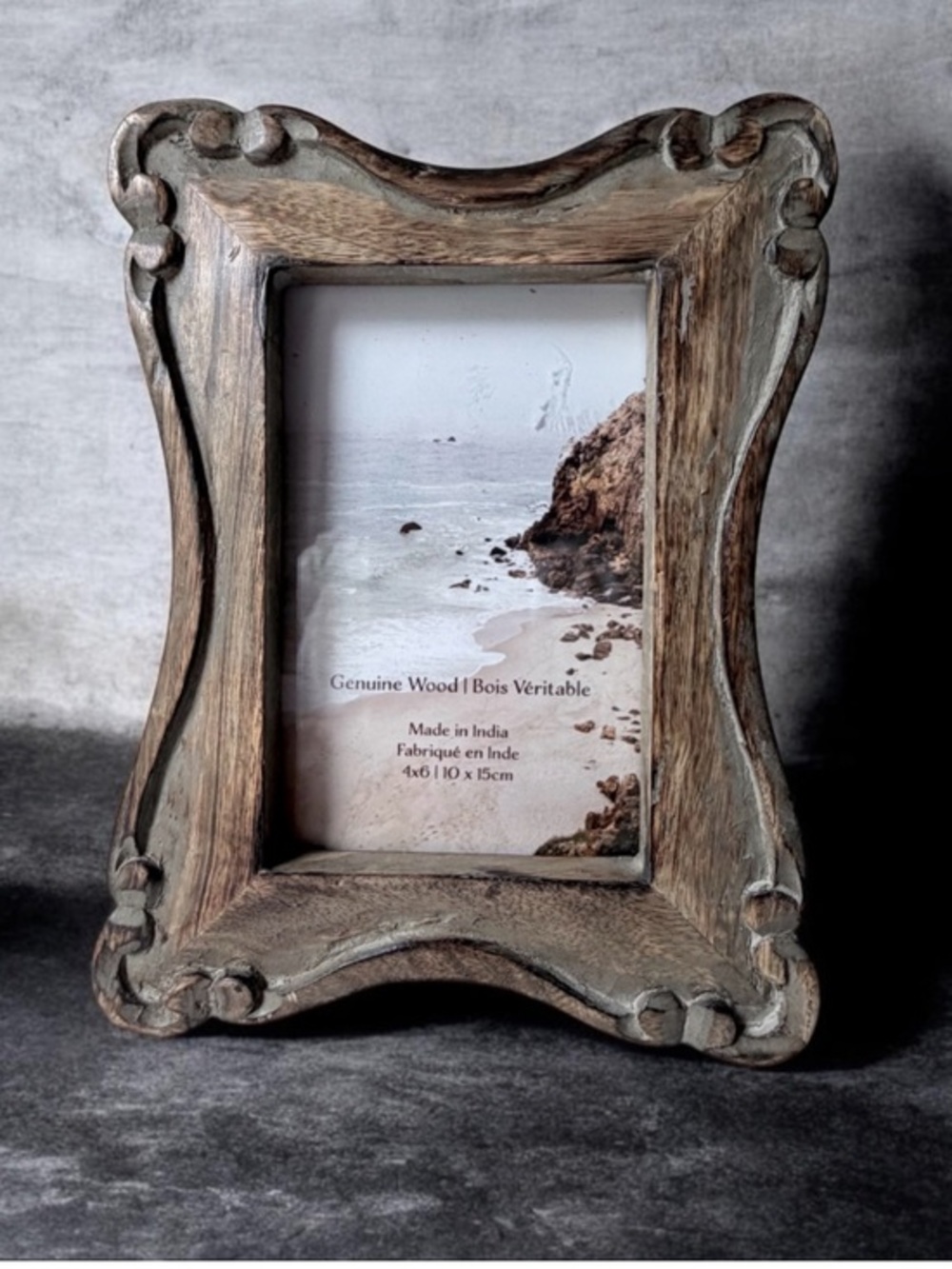 Genuine Wood Distressed Brown Photo Frame - Home Accents 4”x6” photo